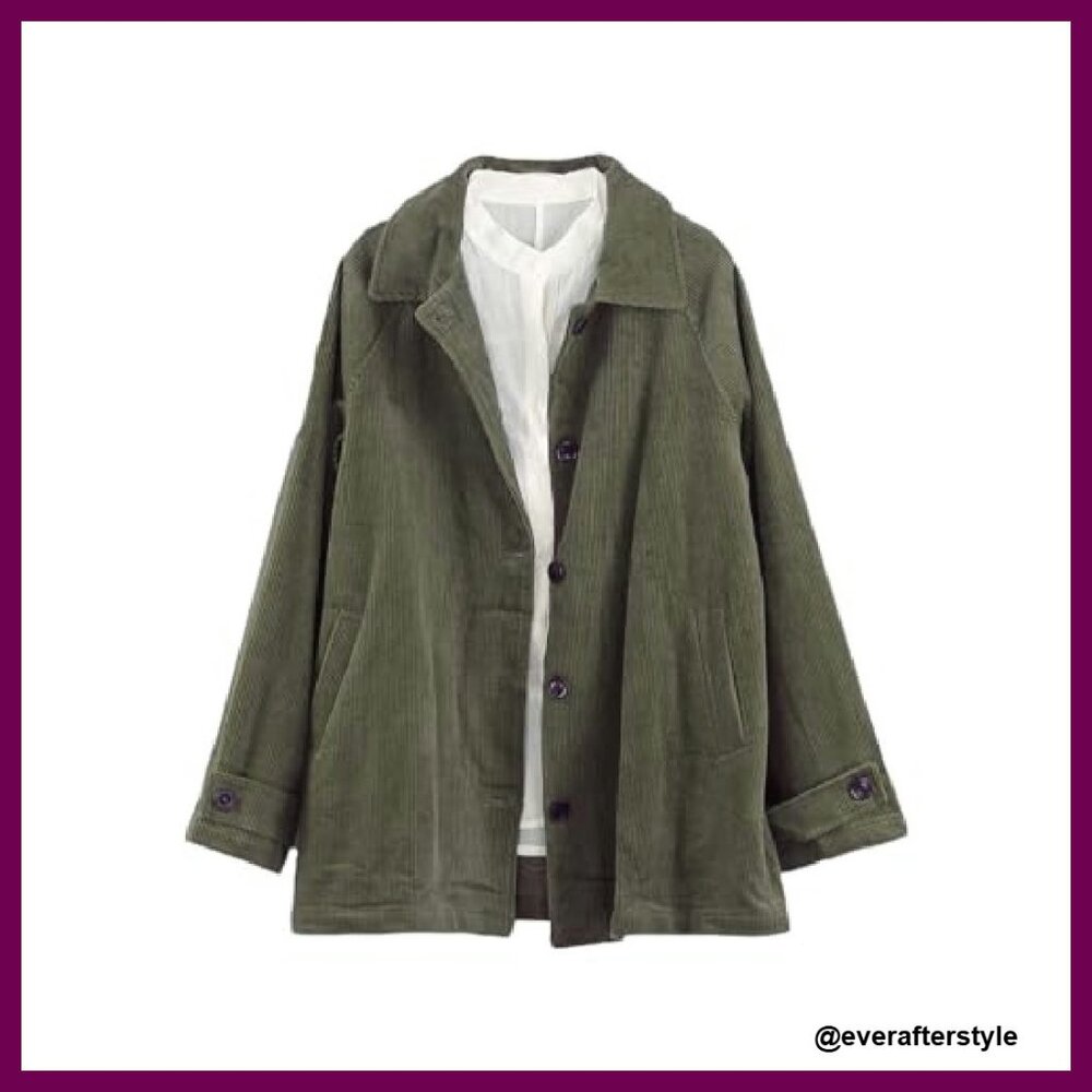 Corduroy Shacket Button Down Jacket Oversized Chi… - image 2